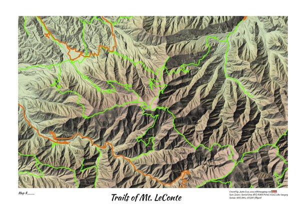 Smokies Mt. LeConte Lidar Special 12"x18" Map Redhot Mapping Not Scratch Off