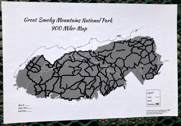Smokies 900 Miler Smoky Gray 12"x18" Map Redhot Mapping Scratch Off