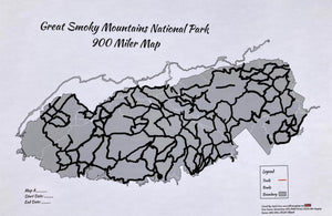 Smokies 900 Miler Rocky Top 12"x18" Map Redhot Mapping Scratch Off 