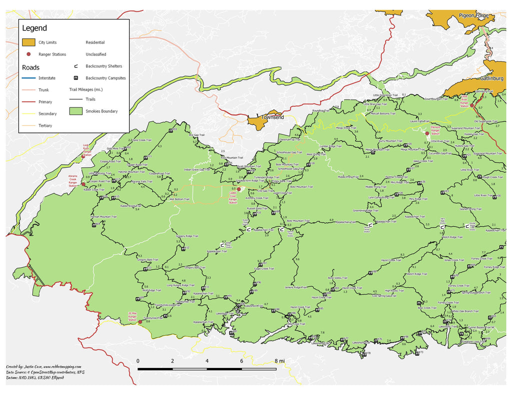 Red Map Inset Smokies 900 Inset Map – Redhot Mapping